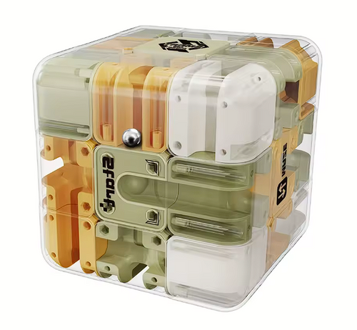 Kostka łamigłówka z labiryntem w środku